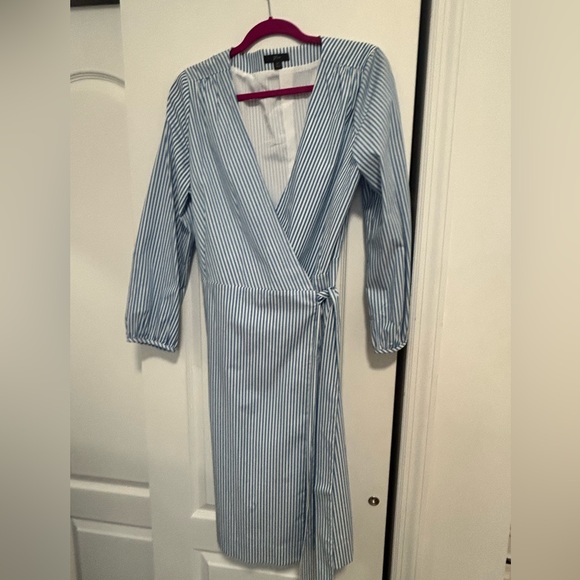 NWOT Women’s J Crew Striped Wrap Dress - Picture 1 of 4